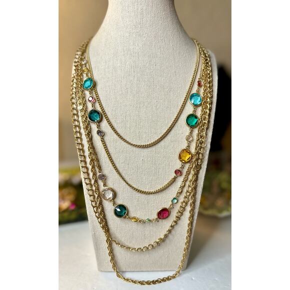 J.Crew Jewelry - J.Crew Candy Button Gem Multi Strand Necklace